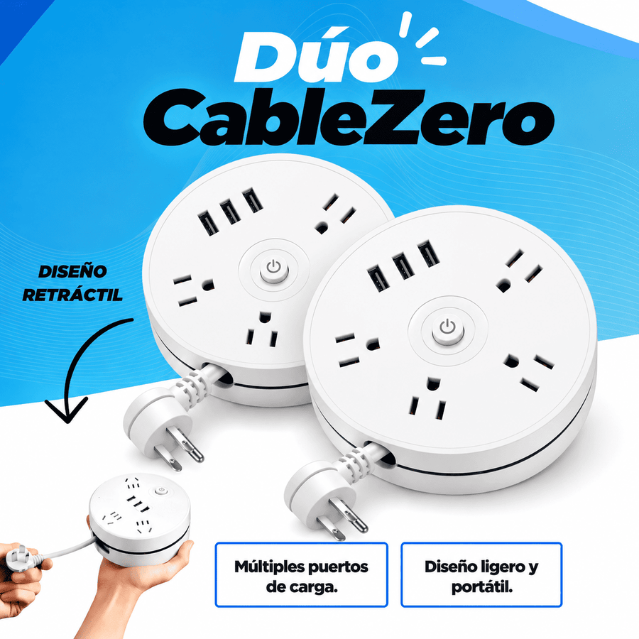 Duo CableZero™: Extensión Multicarga Retractil