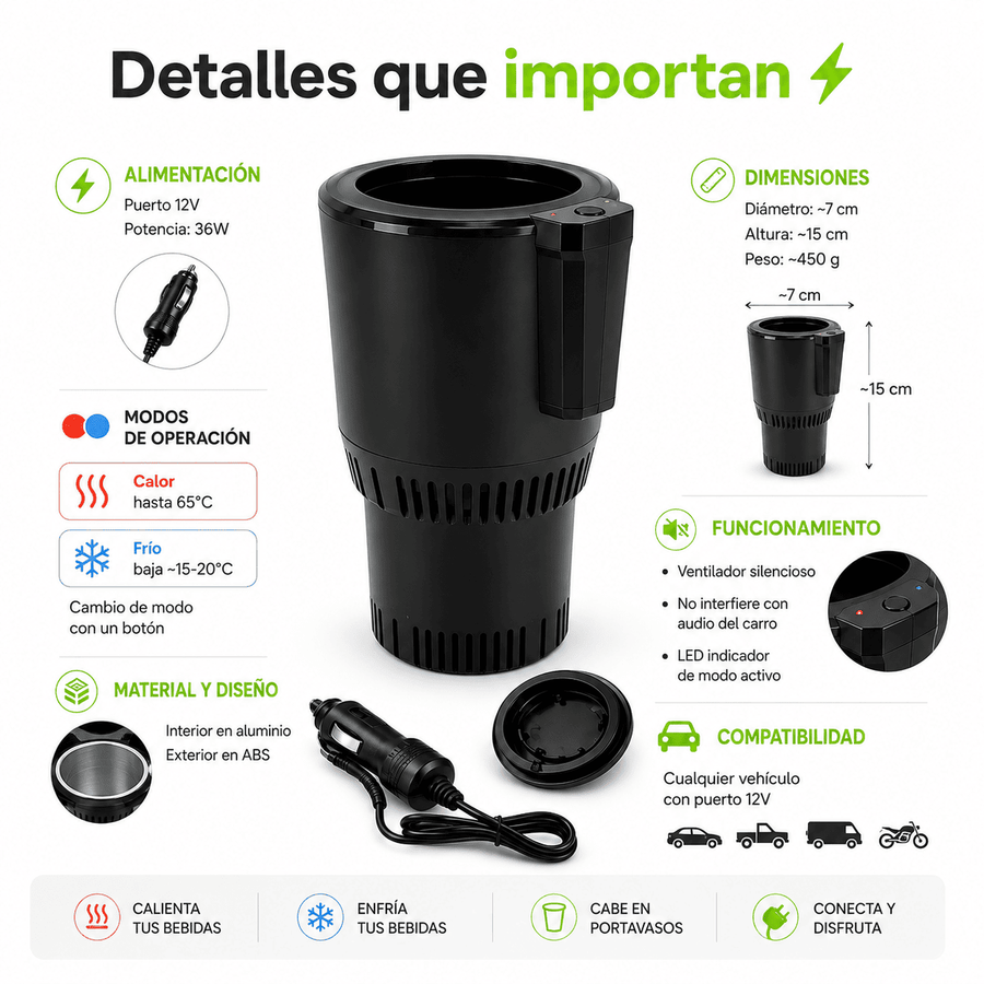 HOTCOLD PRO™: Portavasos Inteligente 2-en-1 Frio Calor